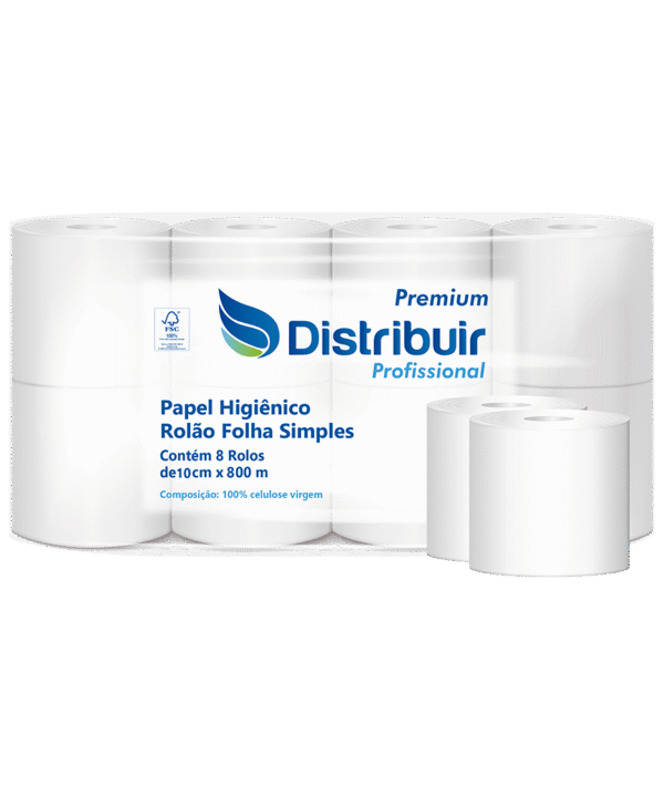 Papel Higiênico Rolão Folha Simples Distribuir Profissional – 16-18g/m² - 10cm x 800mts