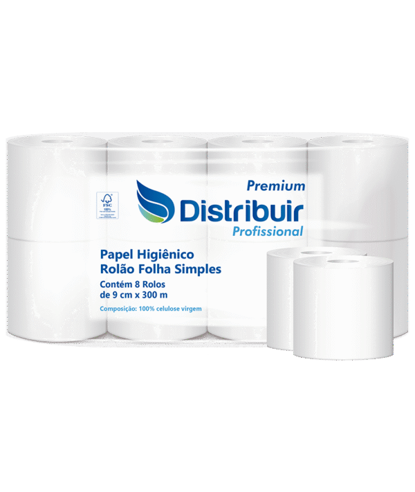 Papel Higiênico Rolão Folha Simples Distribuir Profissional – 16-18g/m² - 9cm x 300mts
