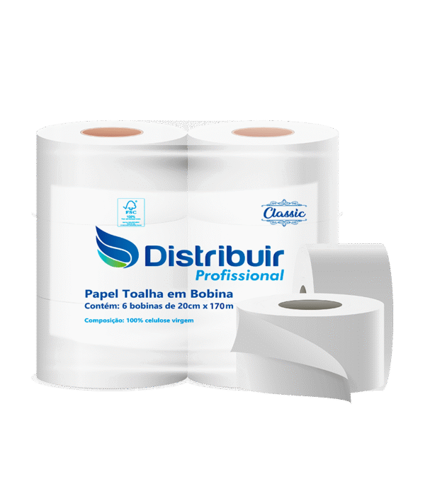 Papel Toalha Bobina Classic Distribuir Profissional – 170m - 24g/²